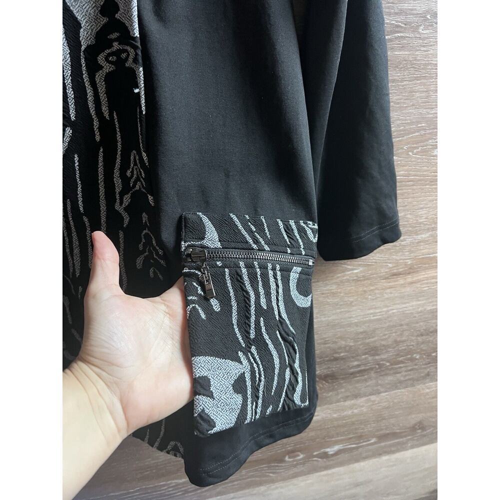 Ali Miles Black Tunic Shirt Blouse XL Women Stretchy Pockets Unique Modern Artsy - Picture 4 of 11